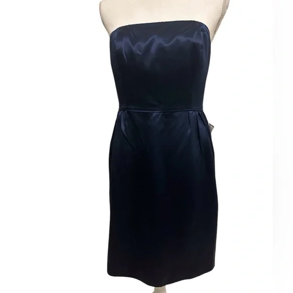 J. CREW 100% Silk Strapless Cocktail Sheath Mini Dress Blue. Size 6… - Picture 2 of 14